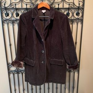 J Jill CORDUROY VELVET SLEEVE BOHO JACKET